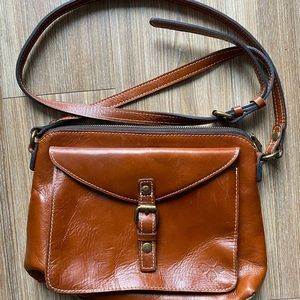 Patricia Nash Cognac Leather & Suede Crossbody Bag